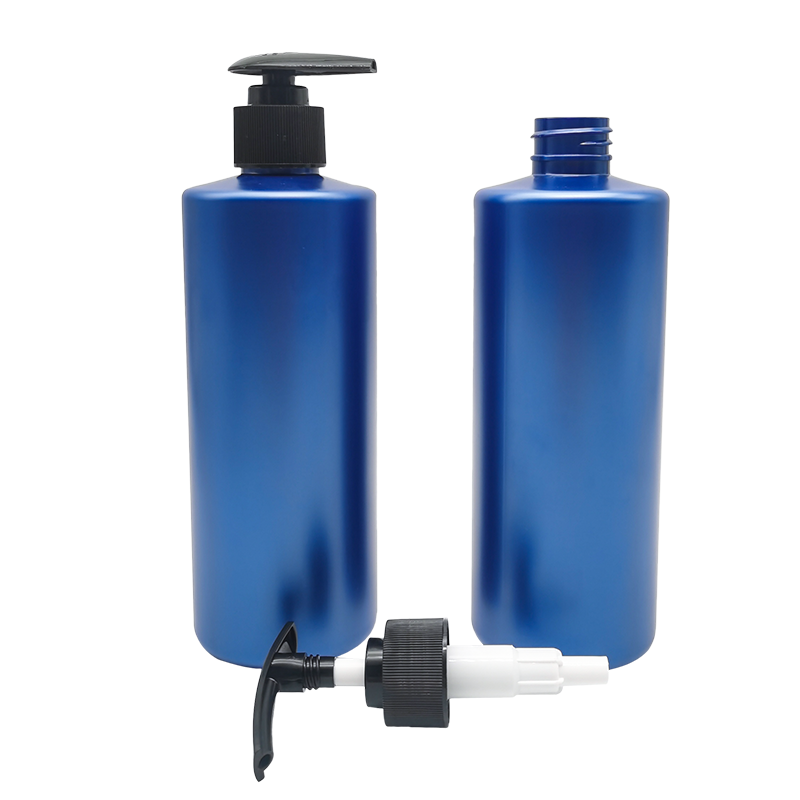 Blue shampoo shower gel lotion bottle