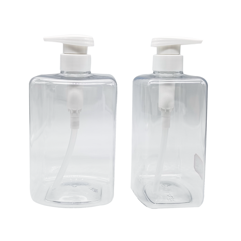Square transparent shampoo shower gel lotion bottle