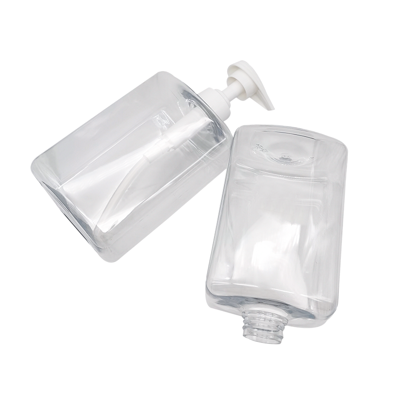 Square transparent shampoo shower gel lotion bottle