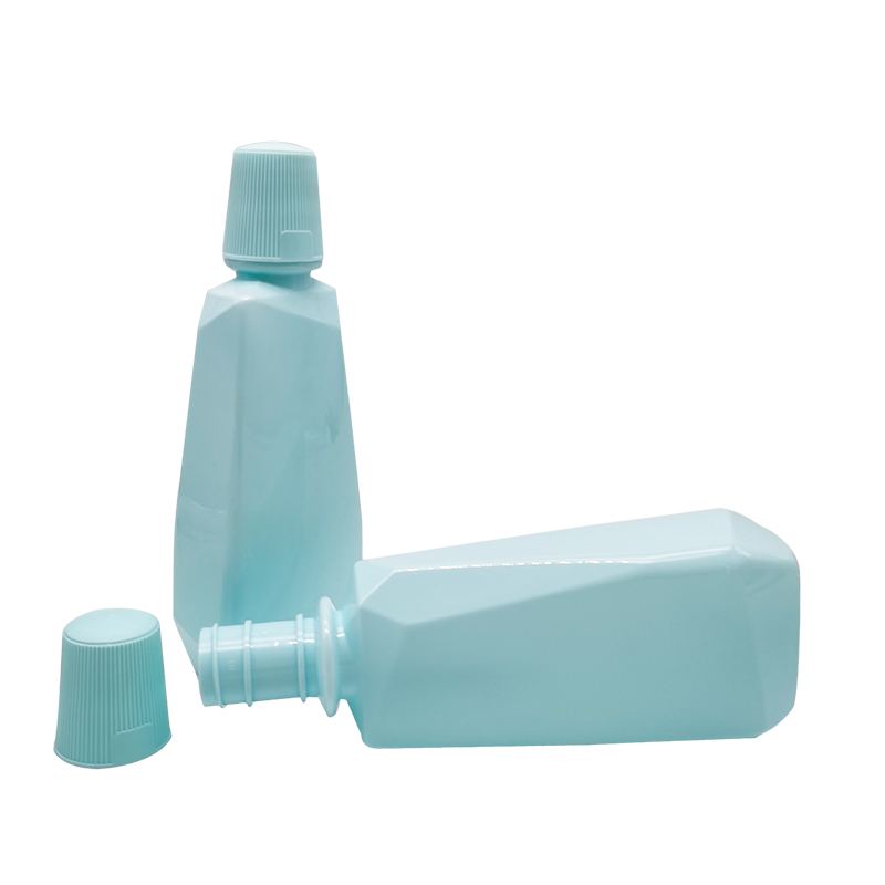 Blue mouthwash bottle