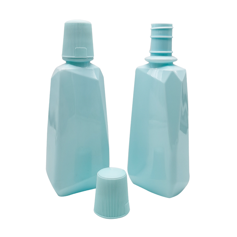 Blue mouthwash bottle